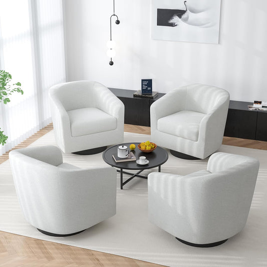 Swivel Barrel Accent Chair, Modern Round Chenille Fabric Arm Chair for Living Room, Bedroom, Comfy