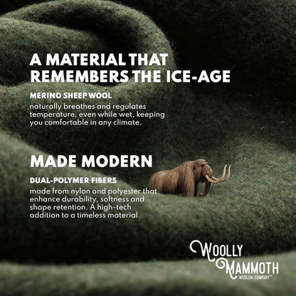 Woolly Mammoth Woolen Co. | Extra Large Merino Wool Camp Blanket | Perfect Outdoor Gear | Bedroll for Bushcraft, Camping, Trekking, Hiking, Survival, or Throw Blanket at the Cabin (Gray), 66" x 90"