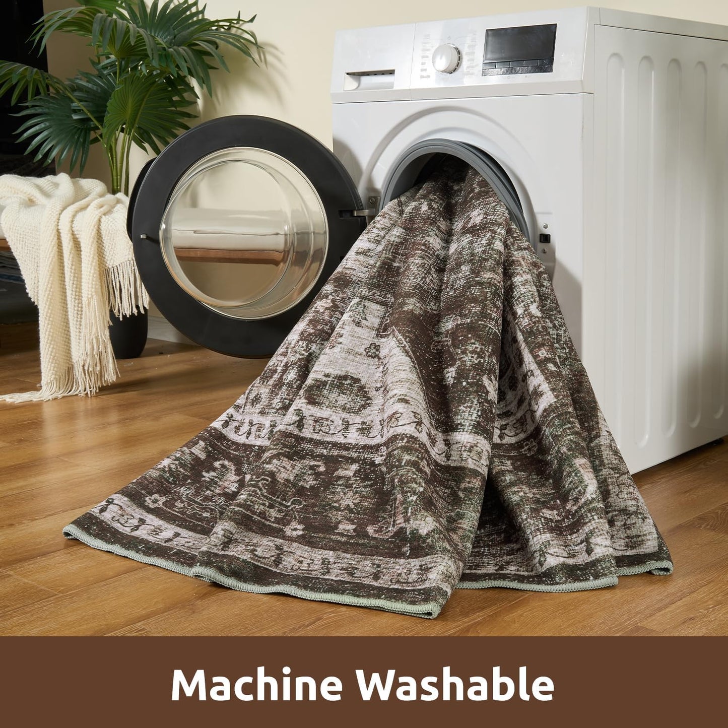 AMOAMI-2X3 Small Rug-Washable Rugs Entryway Mat Indoor-Soft Vintage Non Slip Rugs for Kitchen Laundry Room Bathroom Brick/Brown Decorative Accent Rug for in Front of Sink 24 Inch x36 Inch