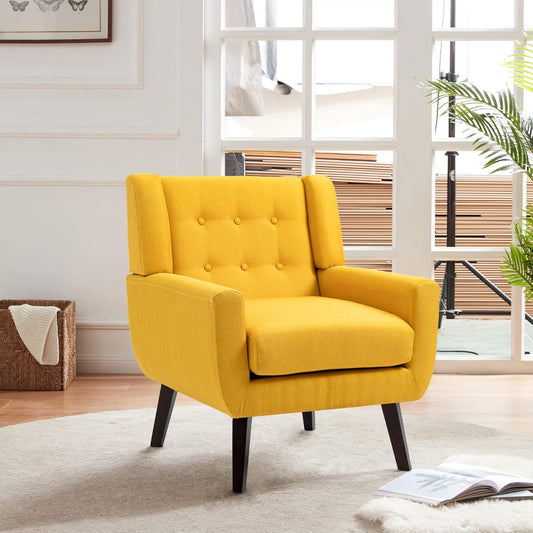 UIXE Accent Chair, Modern Upholstered Armchair Mid-Century Arm Chair in Fabric for Living Room