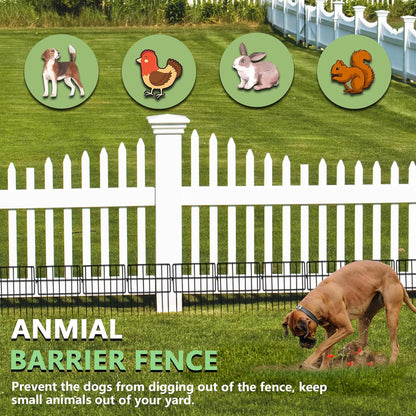 17in(H) x 10ft(L) Garden Fence Animal Barrier No Dig, 10 Panels Rustproof Small Metal Fencing, 1.5in Gap Fence Border, Outdoor Decorative Fence for Yard Dogs Rabbits