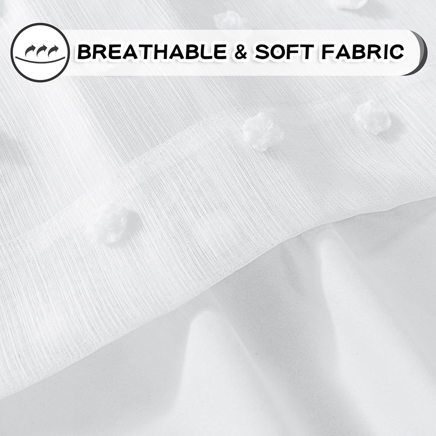 MYSKY HOME 100% Blackout Curtains for Bedroom White Blackout Curtains 54 Inches Long Thermal Insulated 2 Panels Short Kitchen Curtains with White Pom Pom Sheer Room Darkening Grommet, 52 x 54 Inch