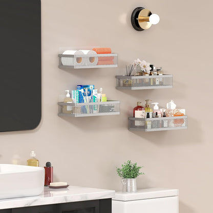 PUSDON Metal Wall Hanging Basket 2 Packs DIY Suitable for Multiple Scenes - Middle Silver Grey Netting