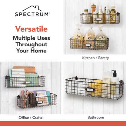 Spectrum Diversified-15924 Vintage Basket, Rustic Farmhouse Kitchen Storage Cabinet & Pantry