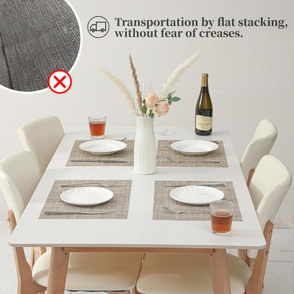 Leetaltree Linen Yellow Placemats Set of 12 - Heat Resistant Non-Slip Place mats for Dining Table, Washable Durable PVC Vinyl Woven Table Mats（Linen Yellow, 12）