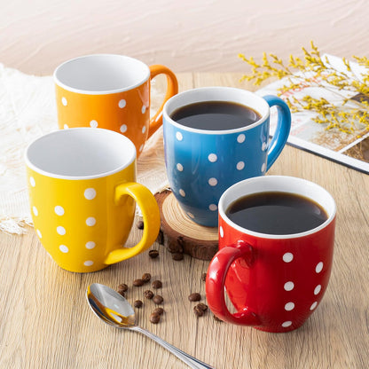 bestone Coffee Mugs Set of 6，17 oz Large Coffee Mugs, Ceramic Mugs with Handles,etc Coffee Mugs, Cups for Coffee Cereal Latte ，Microwave & Dishwasher safe，Vibrant Colors