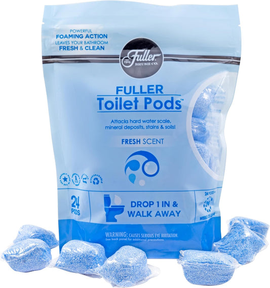 Fuller Brush Toilet Bowl Cleaner Pods - Water Soluble Tablet Cleansers - Cleans Descales & Refreshes Bathroom Toilets Removes Odors & Stains Light Fresh Scent Ideal for Homes and Businesses 6-Pack