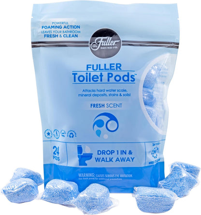 Fuller Brush Toilet Bowl Cleaner Pods - Water Soluble Tablet Cleansers, Cleans Descales & Refreshes Bathroom Toilets Removes Odors Soils & Stains Light Fresh Scent Ideal for Homes & Businesses 2-Pack