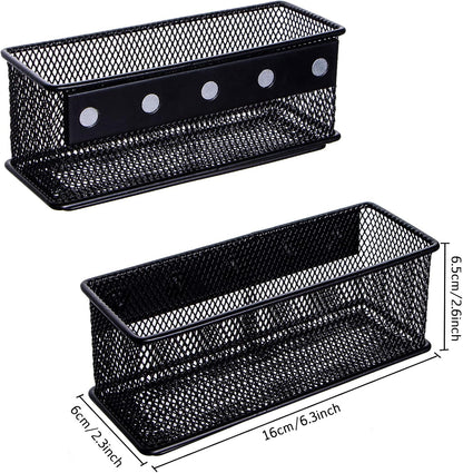 dedoot Magnetic Pencil Holder, Black Mesh Pen Organizer Strong Magnetic Storage Basket Organizes Pens, Pencils, Markers for Whiteboard, Locker, Fridge, Cubicle Desk, Offices 6.3x2.3x2.6inch