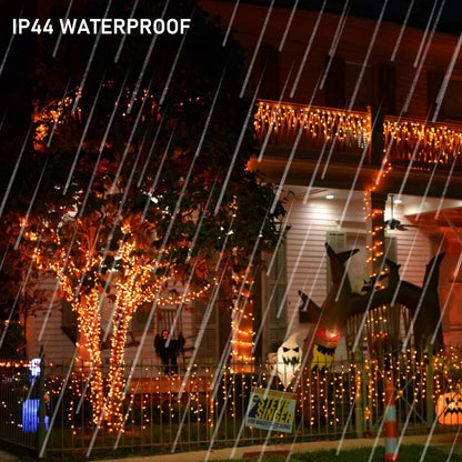 Dazzle Bright Orange Fairy String Lights, 4 Pack Total 80FT 240LED Copper Wire Battery Operated Waterproof Lights, Halloween Decorations for Indoor Home Outdoor Patio Yard Party Decor