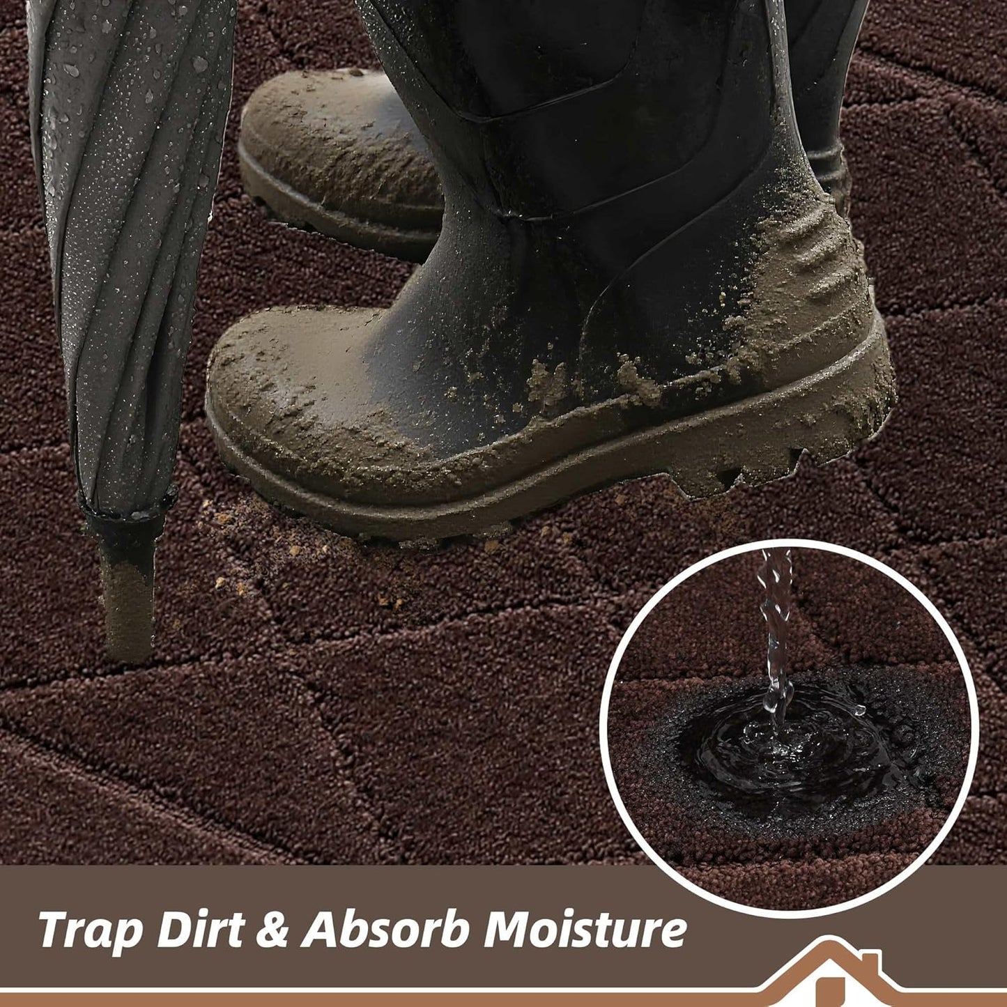 BEQHAUSE Dirt Trapper Door Mat 36" x 60", Doormat Non-Slip Entryway Rugs Washable, Dog Door Mat Stain Resistant and Absorbent Welcome Floor Mat for Front Back Door, Muddy Wet Shoes & Paws, Brown