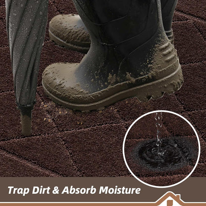 BEQHAUSE Dirt Trapper Door Mat 24" x 60", Doormat Non-Slip Entryway Rugs Washable, Dog Door Mat Stain Resistant and Absorbent Welcome Floor Mat for Front Back Door, Muddy Wet Shoes & Paws, Brown