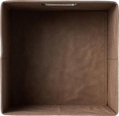 Amazon Basics Collapsible Cube Storage Organizer Bins, 6-Pack, 10.5 x 10.5 x 11 inches, Taupe
