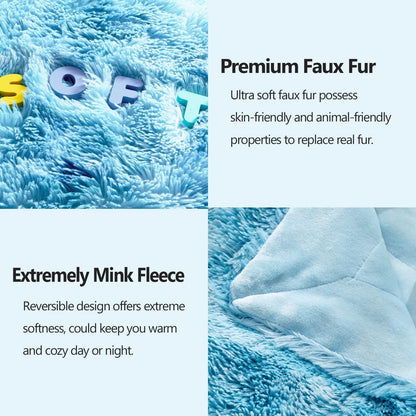GONAAP Fuzzy Faux Fur Throw Blanket Queen Size Tie-dye Ocean Blue Super Soft Cozy Plush Fuzzy Shaggy Blanket for Couch Sofa Bed (Tie-dye Ocean Blue, Queen(90"x90"))