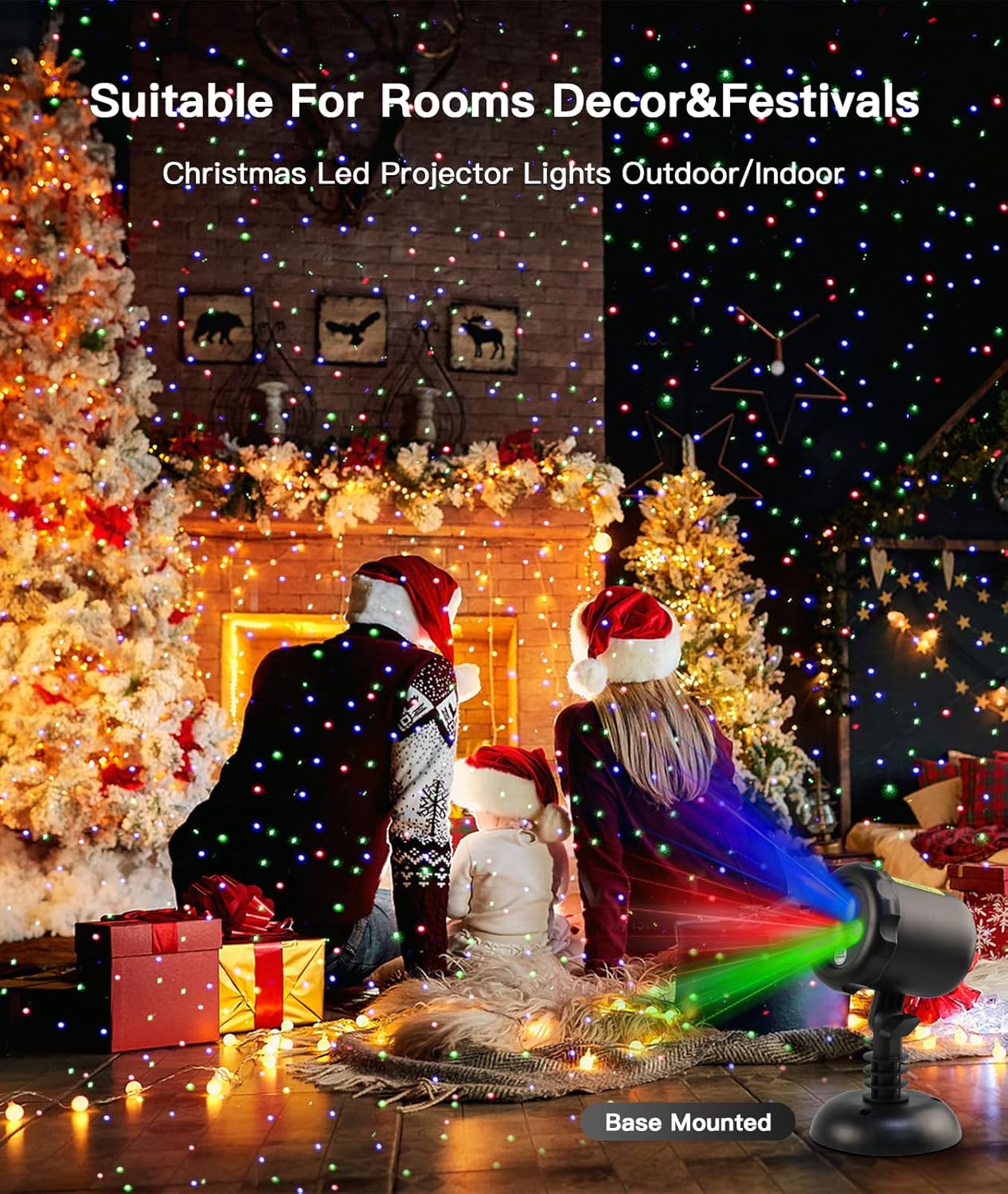 Christmas Projector Lights Outdoor, 3 Color Laser Light Projector,Waterproof Firefly Lights Show with Remote Control for Christmas, Home Decor,Christmas Gift, Wedding, Party, Garden