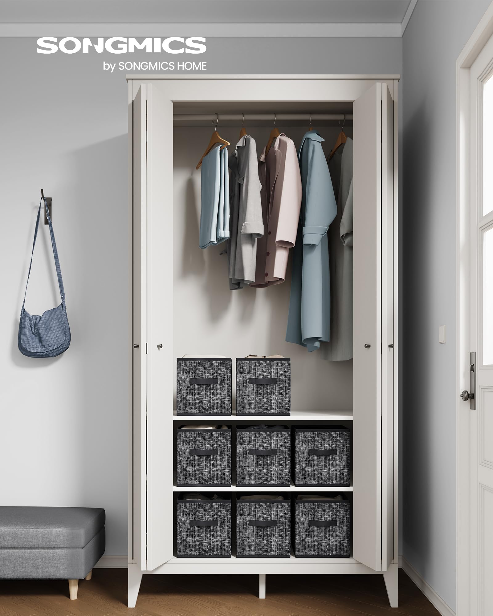 SONGMICS Storage Cubes, Set of 8, 11-Inch Foldable Closet Organizers