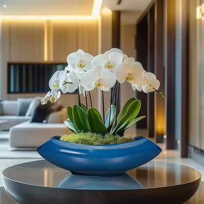 Bonsai Tree Pot 18 Inch - Ceramic Succulent Pots Large Bonsai Planter for Indoor Outdoor Plants Decorative Plant Pot with Drainage Hole Flower Pot for Home Garden Room Decor Blue