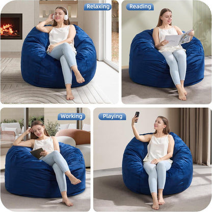 Hobestluk 3FT Bean Bag Chair Giant Bean Bag Chairs for Adults Large Bean Chairs with Removable Cover, Beanbag Chair with Filler, Adult Bean Bag Chairs for Living Room, Bedroom