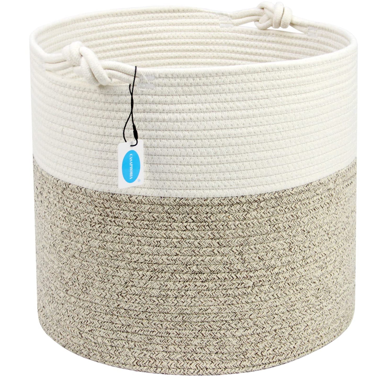 Casaphoria Natural Woven Cotton Rope Storage Basket for Organizing Towels Blanket Laundry Baskets
