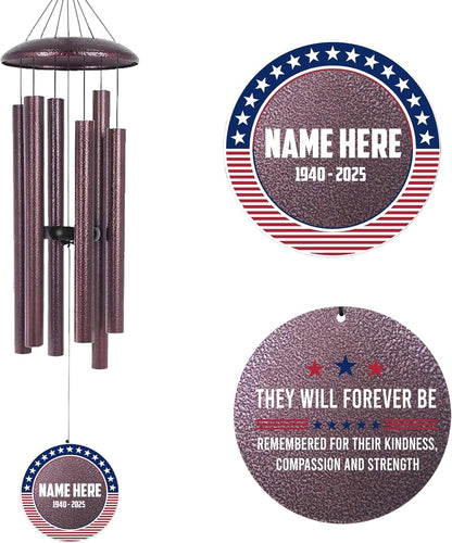 ASTARIN Personalized Wind Chimes for Memorial US Veteran, Deep Tone Wind Chimes for Loss of Loved One Brothers Sisters, Thank You Veteran Solider
