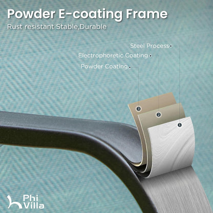 PHI VILLA 5 Piece Outdoor Bar Set, High Top Patio Bistro Bar Table and 4 Outdoor Swivel Bar Stools Chairs with Teal Textilene Fabric for Outside, Balcony, Garden and Yard