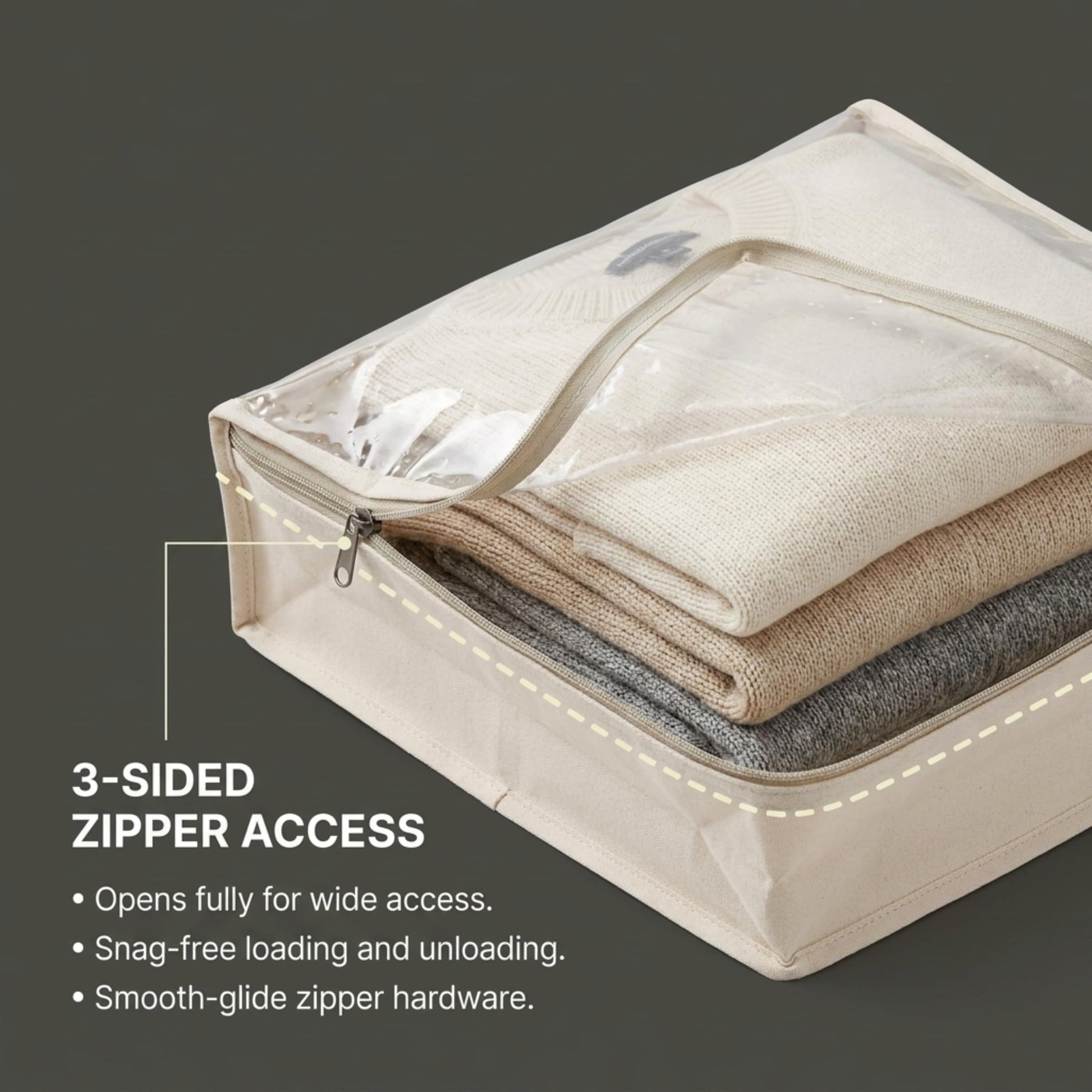 Household Essentials Canvas Sweater Storage Bags 2 Pack, Breathable Under Bed & Closet Organizer