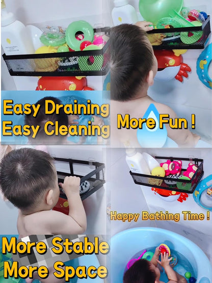 PUSDON Hanging Storage Baskets Organizer Wall Mount, Metal Wire Storage Bin Rack for Kitchen Bathroom Shower Spice Shelf Home Decor Essentials Black-2 Packs (Netting)