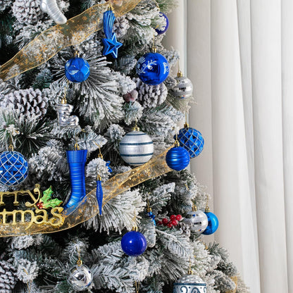 150PCS Blue and Silver Christmas Ornaments, Shatterproof Christmas Ball Ornaments Set, Assorted Christmas Baubles Hanging Decorations for Xmas Tree Home Festival Party Wedding (Blue & Silver)