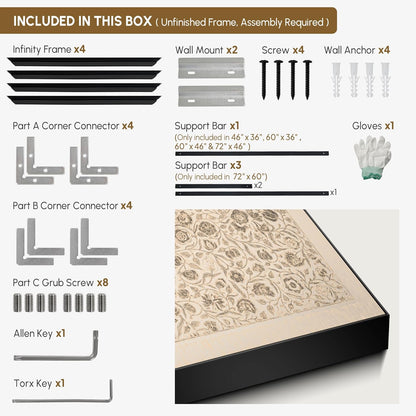 SIGNWIN 30"x60" Extra Large Framed Wall Art Vintage Botanical Sketch with Detailed Floral Pattern, Classic Nature Illustration for Home Living Room Bedroom Decor (Frame Assembly Required)