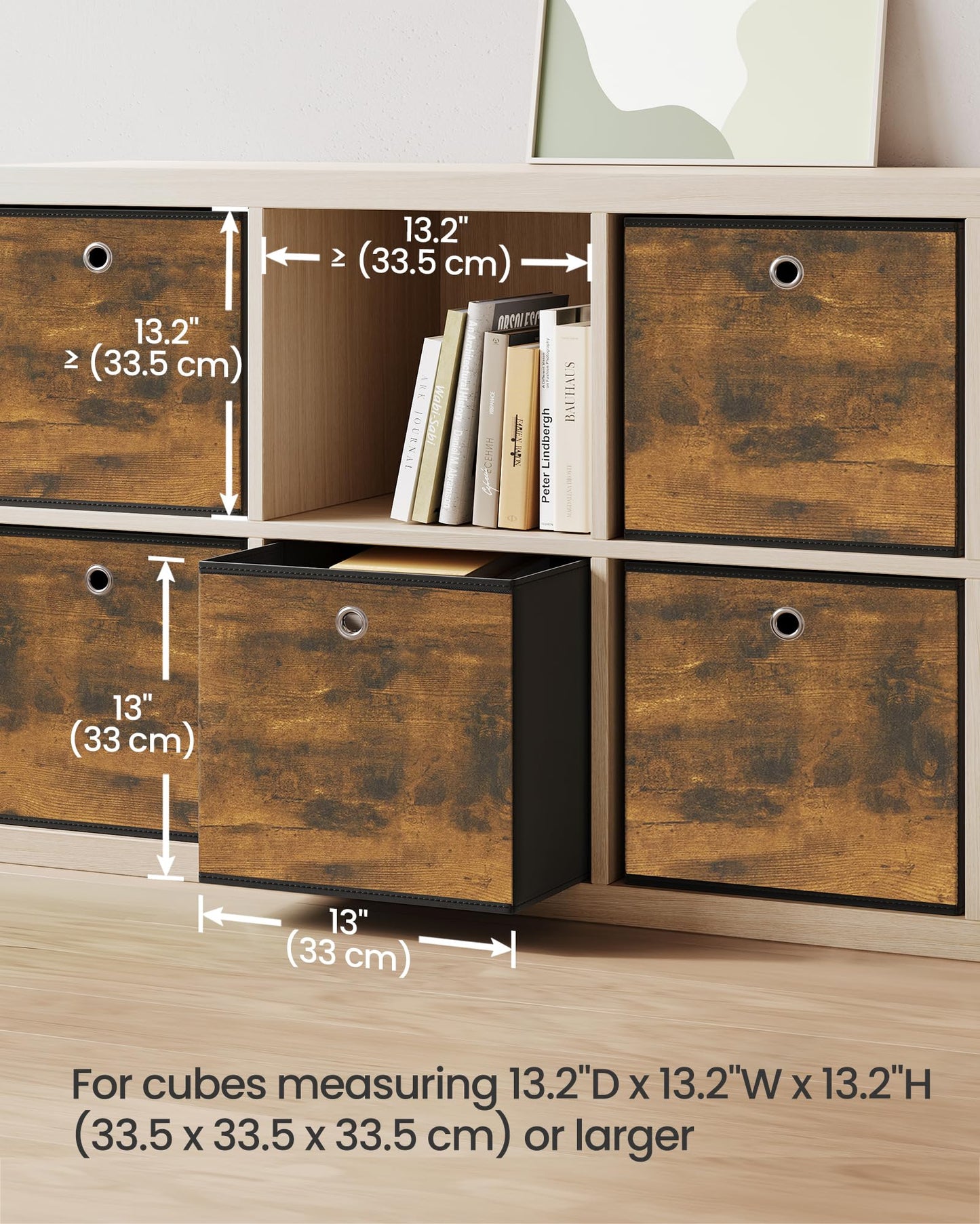 SONGMICS Storage Cubes, Set of 6, 13-Inch Foldable Closet Organizers