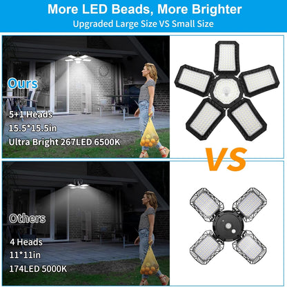 Solar Shed Light Indoor Outdoor, Upgrade Large 267LED Solar Powered Motion Sensor Pendant Light Works Day & Night, Solar Indoor Light with 2 Lighting Modes + Timer & Remote for Shed Gazebo Garage Barn