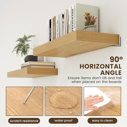 Deep Floating Shelves for Wall | 30 Inch Wide x 12 Inch Deep Floating Shelves | 30W x 12D Rustic Oak Wide Wall Shelves | Bookshelf Laundry Shelf TV Shelf