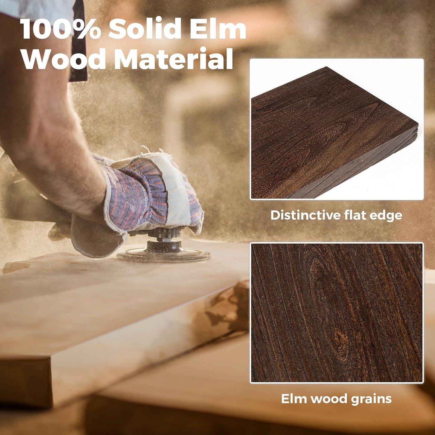 RICHFOCUS Elm Floating Shelves for Wall - 30" W x 9.3" D Rustic Solid Wood Shelves with Invisible Bracket, Wall-Mounted for Living Room, Bedroom, Kitchen Storage & Display, Set of 2, Walnut