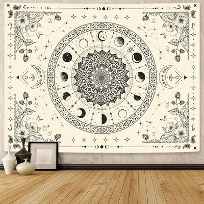 Lunerfex Mandala Moon Tapestry Boho Tapestry for Bedroom Black and White Tapestries Wall Hanging Living Room Wall Art and Home Decor 70x90