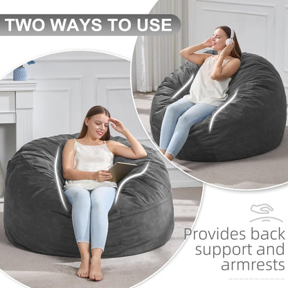 Hobestluk 4FT Bean Bag Chair Giant Bean Bag Chairs for Adults Large Bean Chairs with Removable Cover, Beanbag Chair with Filler, Adult Bean Bag Chairs for Living Room, Bedroom