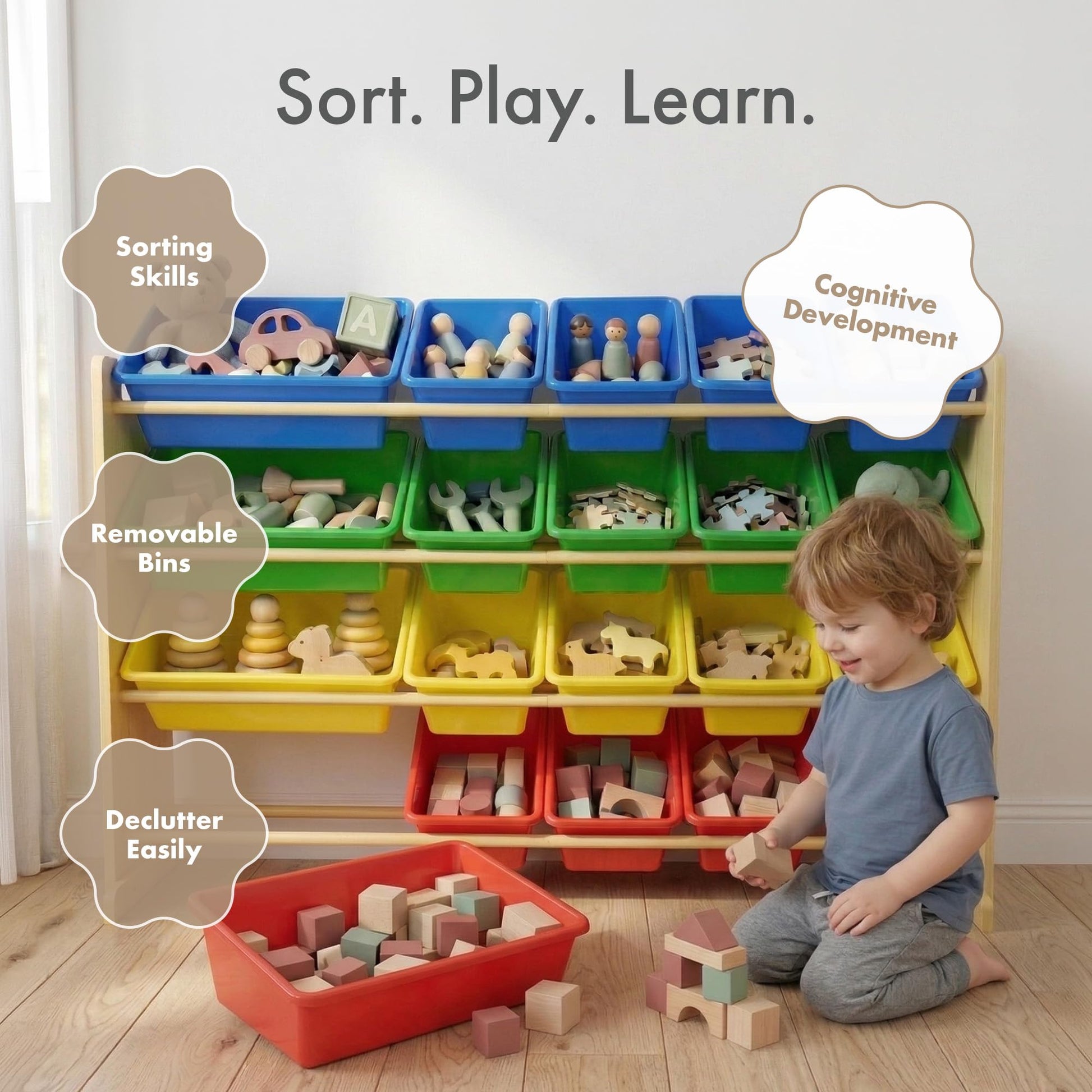 Humble Crew Kids Toy Organizer with 20 Bins, 4 Tier Storage for Playroom