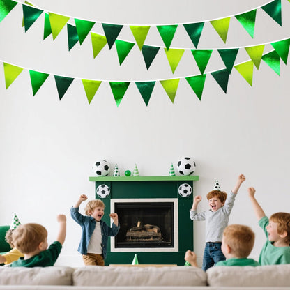 Gradient Green Party Decorations Metallic Fabric Ombre Green Triangle Pennant Banner Flag Bunting for Graduation Birthday Retirement Wedding Bachelorette Spring Summer St Patrick's Day Party Supplies