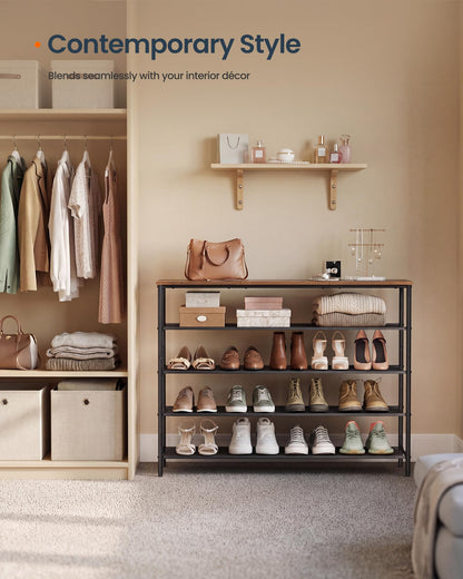 SONGMICS HOME 5-Tier Shoe Rack, Free Standing Shoe Storage Organizer, 12 x 47.4 x 36 Inches, Metal