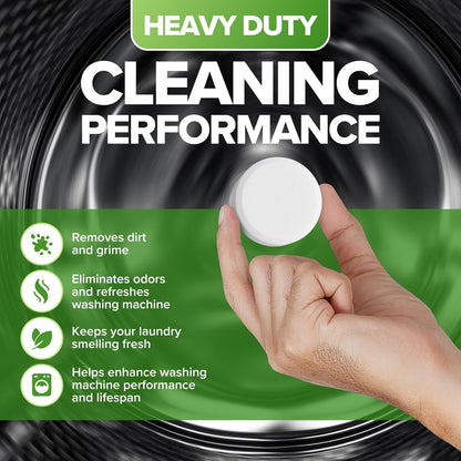 Heavy Duty Washing Machine Cleaner and Descaler - Deep Cleaning Tablets For Front Load or Top Load Washer (12 XL Tablets - One Year Supply)
