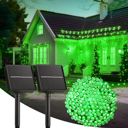 2-Pack 400LED 170FT Total Solar Outdoor Lights IP65 Waterproof Solar Powered Lights with 8 Lighting Modes for Party Garden Yard Home Holiday Tree Decoration Lighting,Green