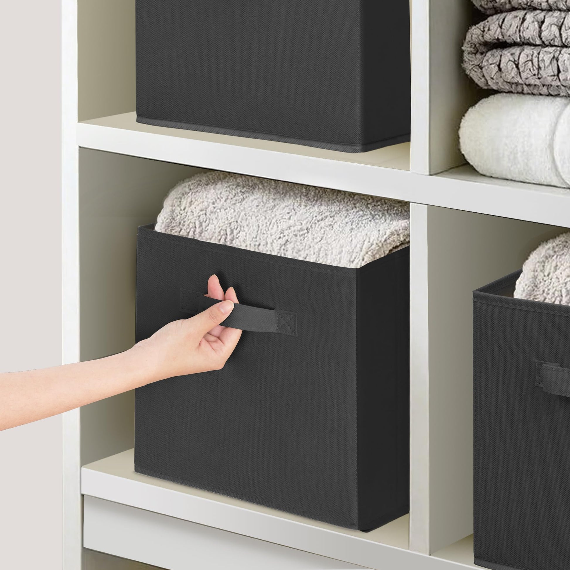 STORAGEIDEAS 11" Fabric Storage Bins, Collapsible Storage Cubes Organizer with Handles, Heavy Duty