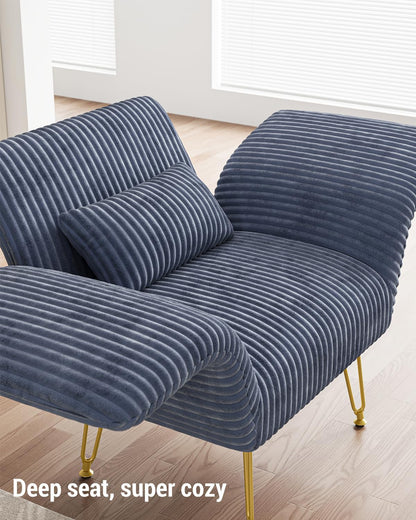 Txtin's Comfy Accent Chair Reading Chair for Bedroom Cozy Wing Arm Living Room Single Sofa Chair with Angle Adjustable Arms Navy Blue Corduroy Easy Assembly