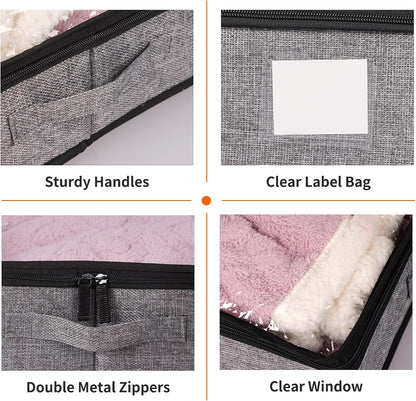 Fixwal 2 Pack Under Bed Storage Containers, Below 4.5 Inches Low Profile Underbed Organizer Clothes Storage with Sturdy Sidewalls and Bottom