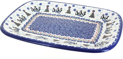 Blue Rose Polish Pottery Arctic Holidays Large Rectangular Serving Platter