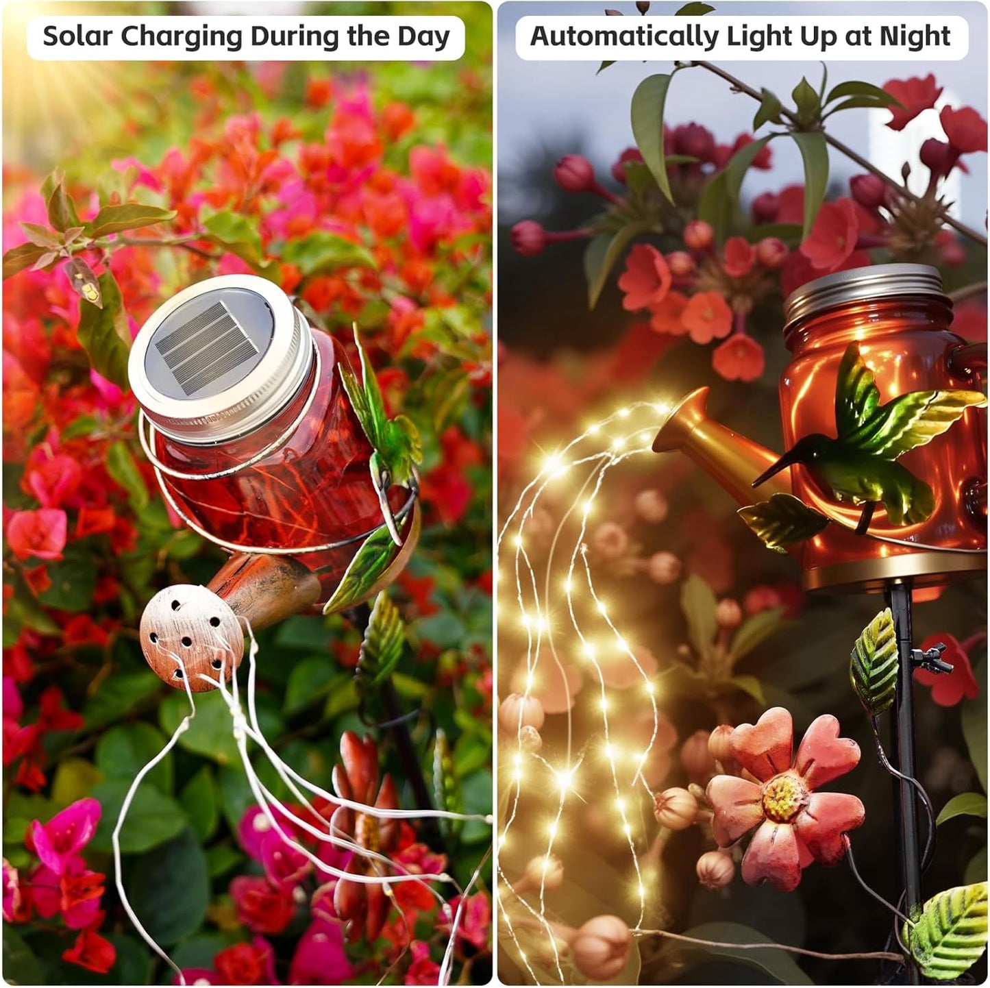 Solar Watering Can Light, Yard Outdoor Decor Lights, IP65 Waterproof, Hanging Hummingbird Garden Light, Outside Garden Flower Bed Decor, Women Gift, Birthday Gifts