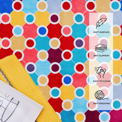 Machine Washable Polka Dot Colorful Nursey/Kids Area Rug - Multicolor - 9x12