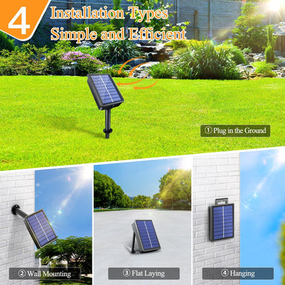 2 Pack Solar String Lights Total 480LED 158FT, IP67 Waterproof String Lights for Outside with 8 Modes, Upgraded Solar Panel Fairy Lights for Garden Party Wedding Decorations (Warm White)