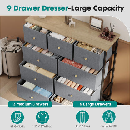 OLIXIS 9 Drawer Tall Dresser for Bedroom, Closet Organizers and Storage