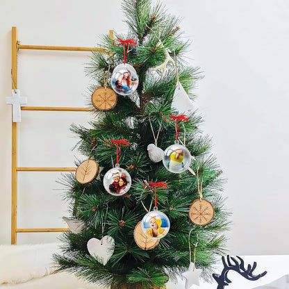 Personalized Christmas Ornaments 2025 Wood Custom Picture Text Hanging Ornament Customized Christmas Tree Decorations Keepsake Gift for Family Couples Xmas Tree Home Decor