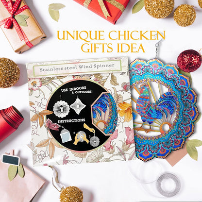 Rooster Wind Spinner for Yard and Garden,12in Wind Spinners Outdoor Rooster Gifts,Chicken Gifts for Women Mother Grandma Wife Men Father,Garden Decor Metal Hanging Yard Art Wind Sculpture